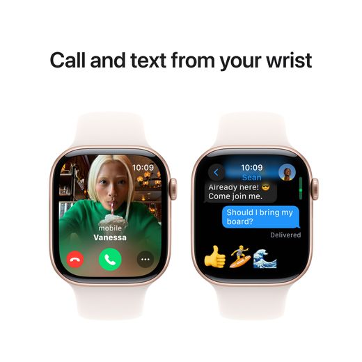 Apple Watch Series 10, 46mm, Rose Gold Aluminium Case, GPS [2024] - Light Blush Sport Band - S/M