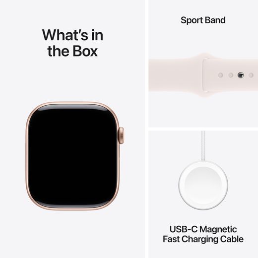 Apple Watch Series 10, 46mm, Rose Gold Aluminium Case, GPS [2024] - Light Blush Sport Band - S/M