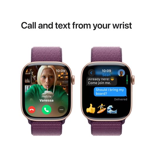 Apple Watch Series 10, 46mm, Rose Gold Aluminium Case, GPS [2024] - Plum Sport Loop