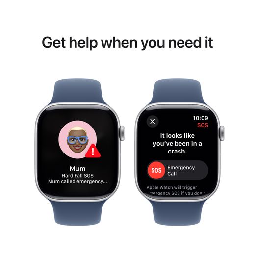 Apple Watch Series 10, 46mm, Silver Aluminium Case, GPS [2024] - Denim Sport Band - S/M