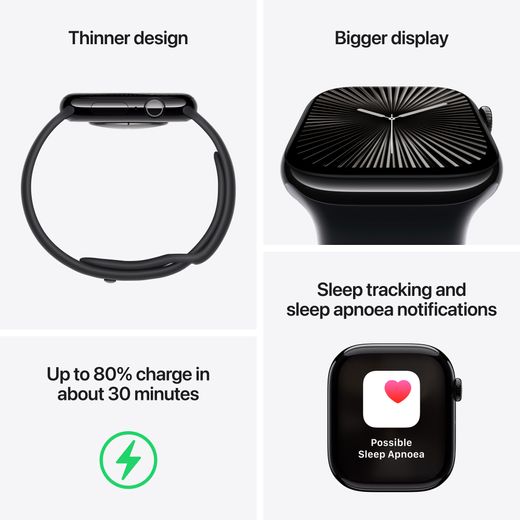 Apple Watch Series 10, 46mm, Slate Titanium Case, GPS + Cellular [2024] - Slate Milanese Loop - S/M