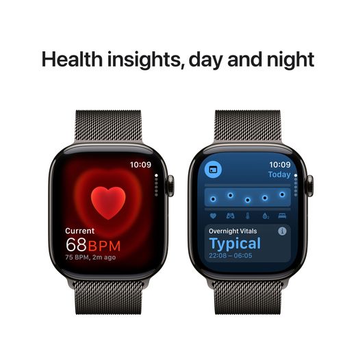Apple Watch Series 10, 46mm, Slate Titanium Case, GPS + Cellular [2024] - Slate Milanese Loop - S/M