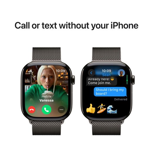 Apple Watch Series 10, 46mm, Slate Titanium Case, GPS + Cellular [2024] - Slate Milanese Loop - S/M