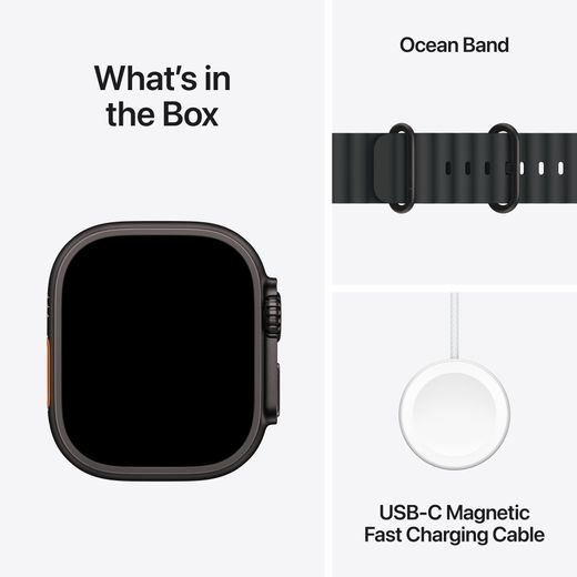 Apple Watch Ultra 3, 49mm, Black Titanium Case, GPS + Cellular [2025] - Black Ocean Band