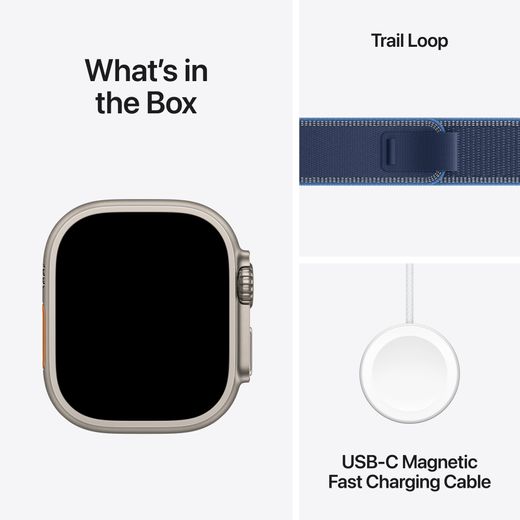 Apple Watch Ultra 3, 49mm, Natural Titanium Case, GPS + Cellular [2025] - Blue/Bright Blue Trail Loop - S/M