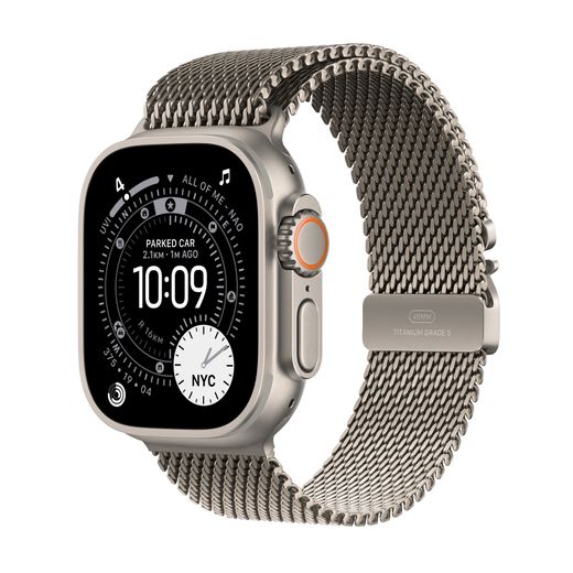 Apple Watch Ultra 3, 49mm, Natural Titanium Case, GPS + Cellular [2025] - Natural Titanium Milanese Loop - S