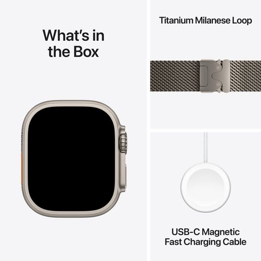 Apple Watch Ultra 3, 49mm, Natural Titanium Case, GPS + Cellular [2025] - Natural Titanium Milanese Loop - S