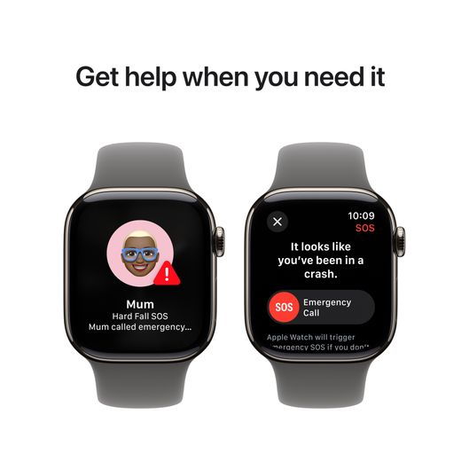 Apple Watch Series 10, 42mm, Natural Titanium Case, GPS + Cellular [2024] - Stone Grey Sport Band - S/M