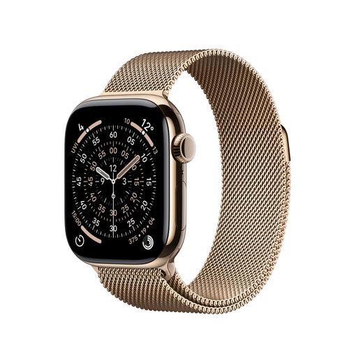 Apple Watch Series 11, 42mm, Gold Titanium Case, GPS + Cellular [2025] - Gold Milanese Loop