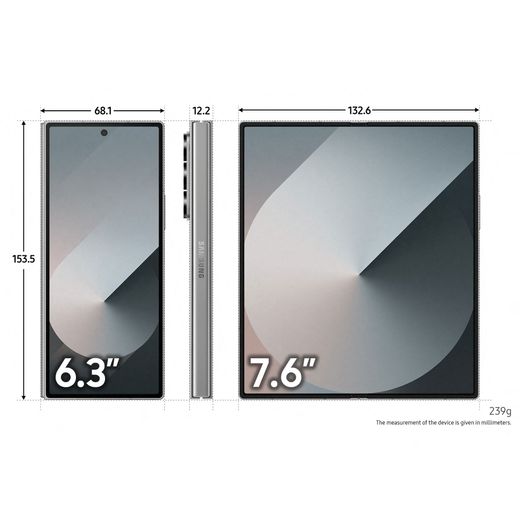 Samsung Galaxy Z Fold6 5G 256GB Folding Smart Phone in Silver Shadow