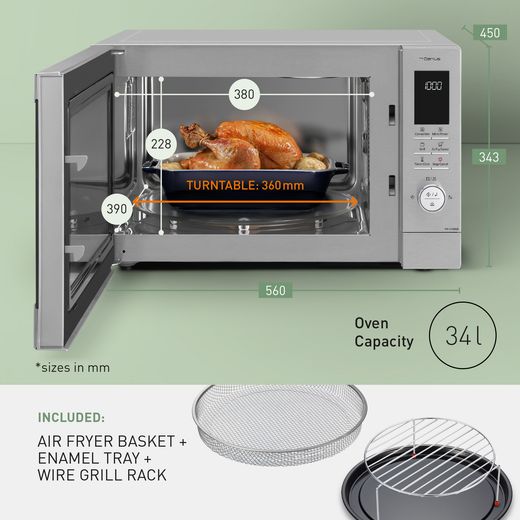 Panasonic 4-in-1 Air Fry NN-CD88QSBPQ 34 Litre Combination Microwave Oven - Stainless Steel
