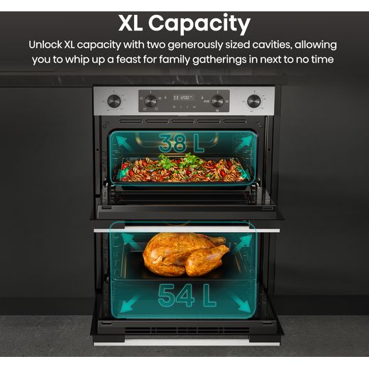 Hisense Hi6 HIPKD4AX60IND1 Built Under Electric Double Oven - Black / Stainless Steel