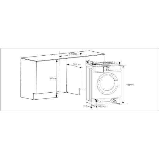 Midea MFA06D80BA10/W-UK Built In Washer Dryer - White