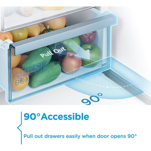 Midea Built In 177cm High E Rated 70/30 Fridge Freezer with Sliding Door Hinge Kit - White - MDRE379FGE01D