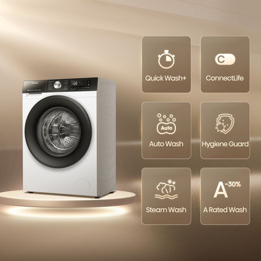 Hisense 3S Series 9Kg / 6Kg Washer Dryer - White - D Rated