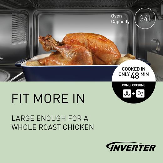 Panasonic 4-in-1 Air Fry NN-CD88QSBPQ 34 Litre Combination Microwave Oven - Stainless Steel