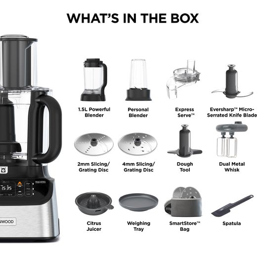 Kenwood MultiPro One Touch FDM73.850SS Food Processor - Black / Chrome